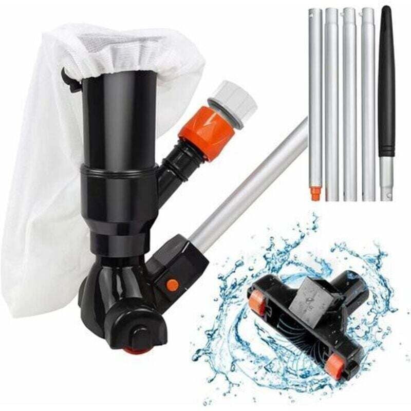 Schwimmbad-Staubsauger, manueller Staubsauger über der Erde, Schwimmbad-Staubsauger mit Bürste und 5 Stangen und Netzbeutel, tragbarer