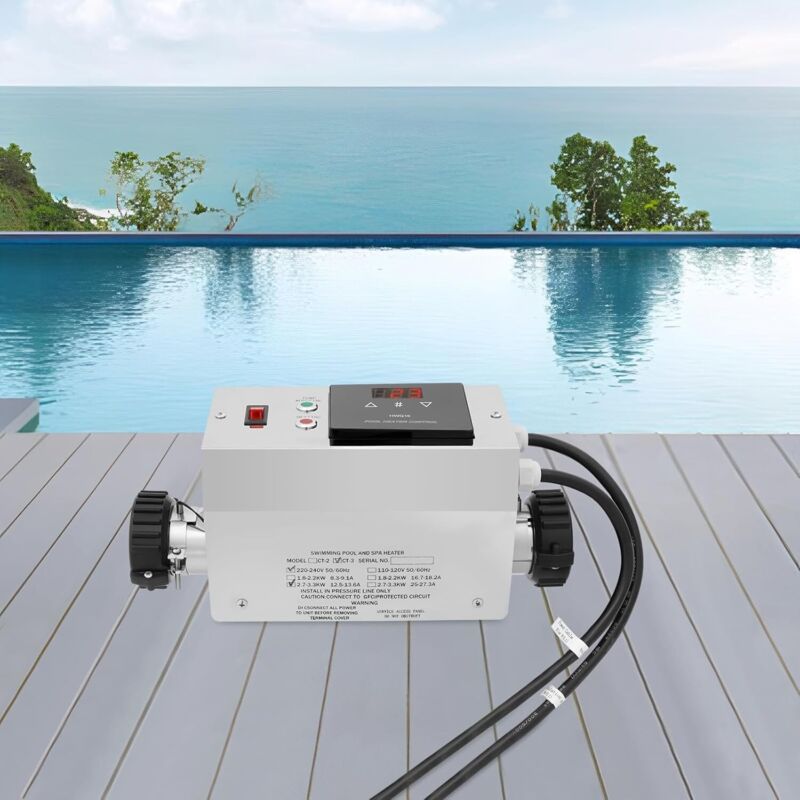 Schwimmbadheizung, Elektrisch Poolheizung Thermostat Wärmetauscher Edelstahl, 3000W Wärmepumpe Pool für Schwimmbäder und SPA-Pools