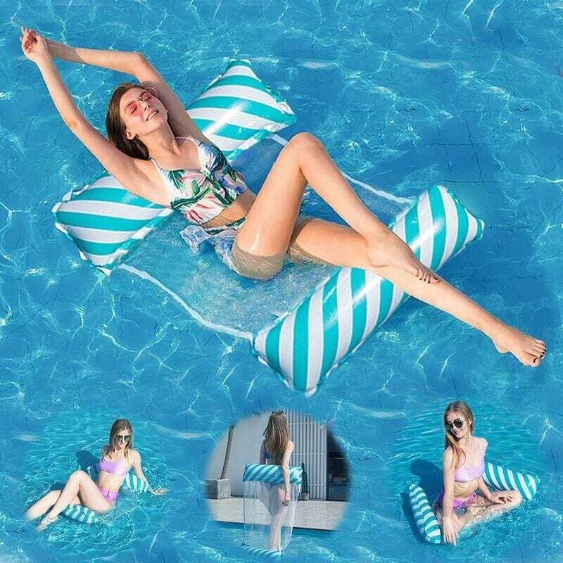 Odipie - Schwimmende Hängematte, 4-in-1 Aufblasbare Hängematte Schwimmbad Aufblasbare Wasserhängematte, Faltbare Schwimmende Hängematte Float