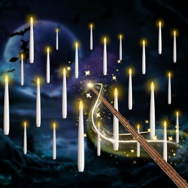Schwimmende LED-Kerzen, 12 Stück magische Hängekerzen mit Fernbedienungsstab, flammenlose LED-Kerzen, batteriebetriebene Kerzen für Zuhause, Kirche,
