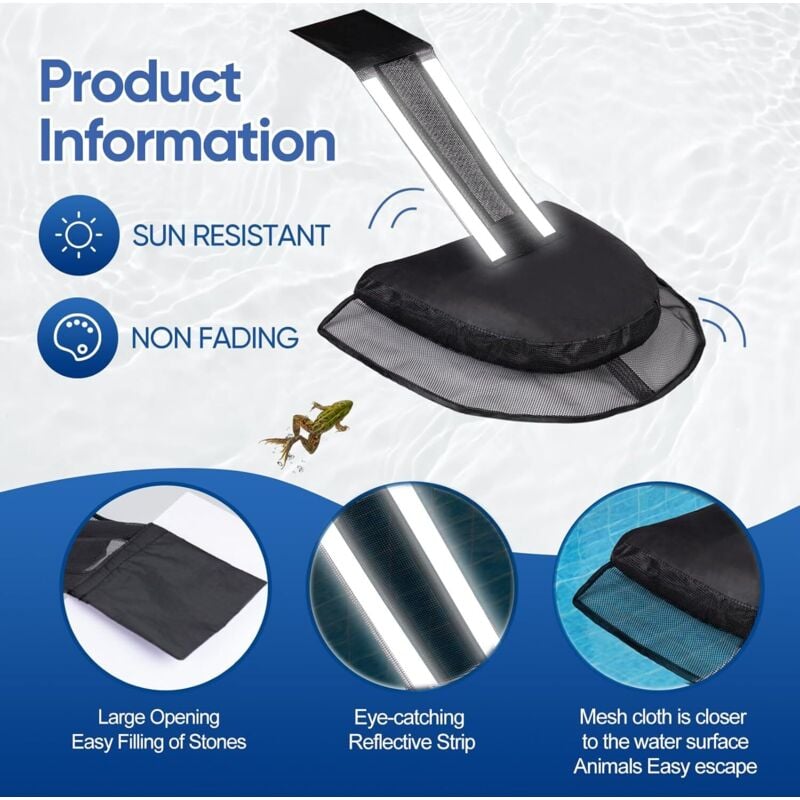 Schwimmende Rettungsrampe für Haustiere, Poolschutzmatte für Haustiere (schwarz)