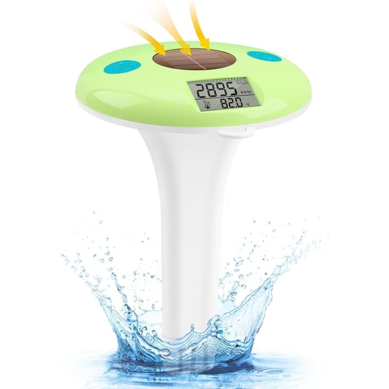 Schwimmender Salzgehaltsmesser und Thermometer für Pools, digitales Salinometer für Salzwasserpools, Whirlpools, Spas und Teiche, präzise Temperatur
