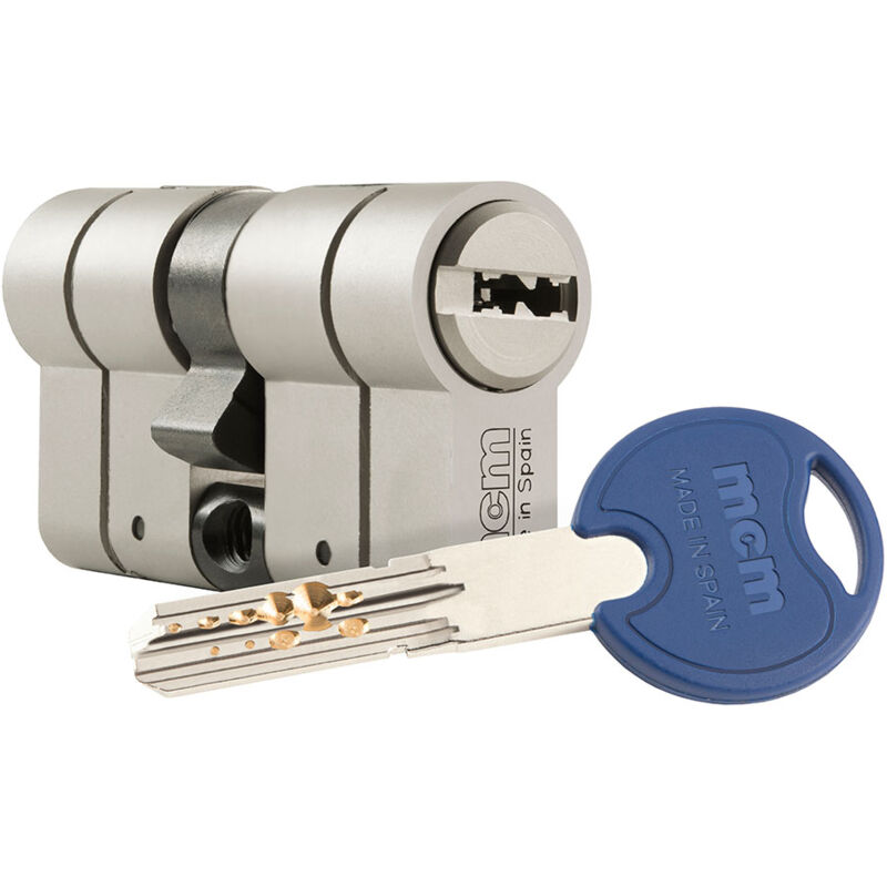 Zylinder scx+ de hohe Sicherheit gegen Einbruch, Aufprallschutz und Diebstahlschutz. 30-30 Nickel und Doppelkupplung. scx+den:30-30 mcm