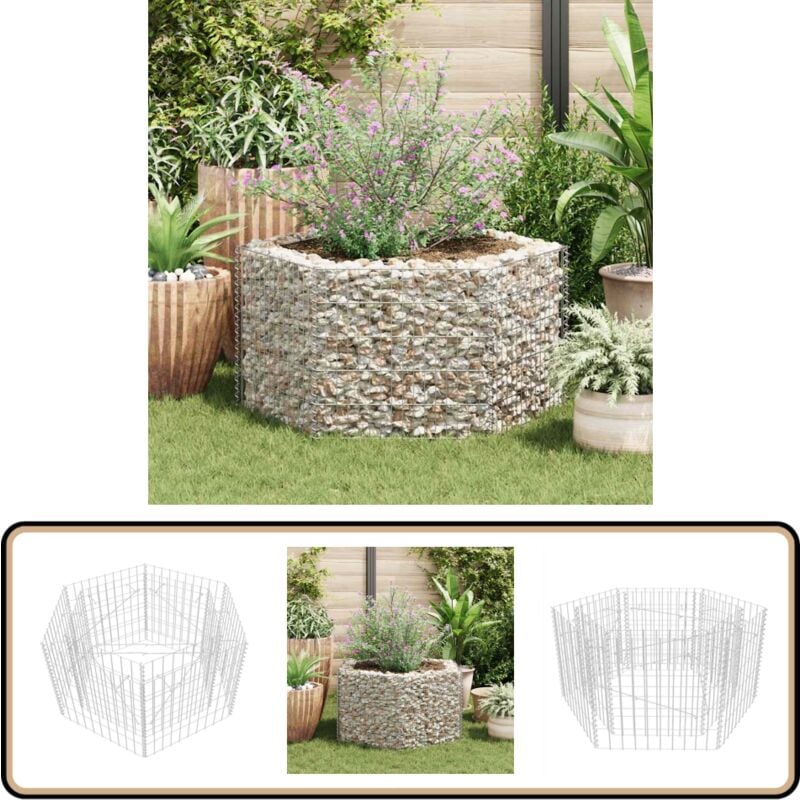 Vidaxl - Sechseckiges Gabionen-Hochbeet 100×90×50 cm - Gabionen-Hochbeet - Steinkorb - Gartenmöbel - Blumenerde - Gartendekoration