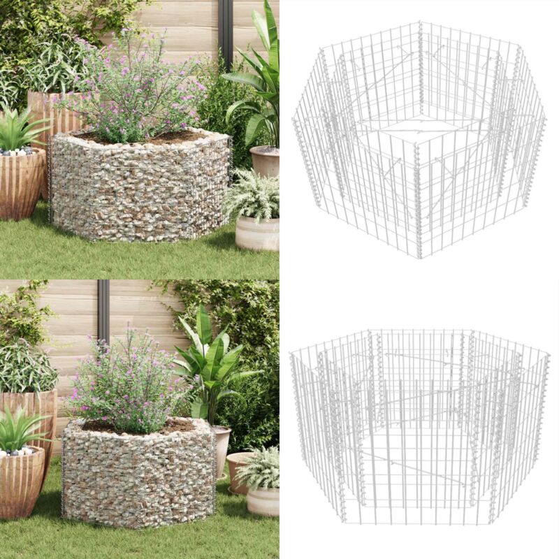 Vidaxl - Sechseckiges Gabionen-Hochbeet 100×90×50 cm - Gabionen-Hochbeet - Steinkorb - Gartenmöbel - Blumenerde - Gartendekoration - Home & Living