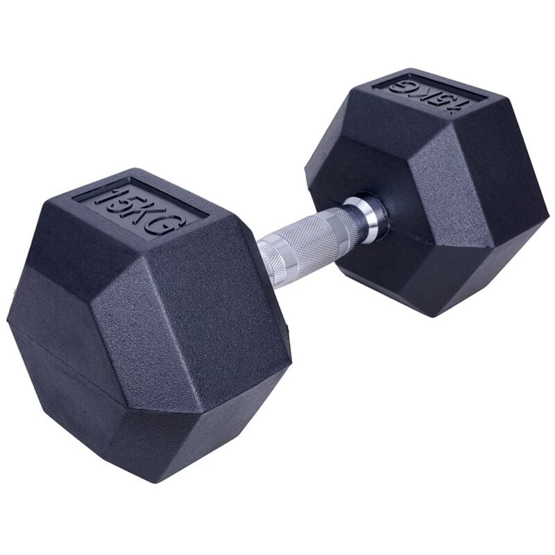 Sechskant-Hantel - Hexagon Dumbbell - 15 kg - Gummi & Stahl