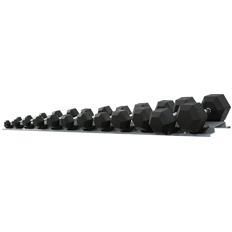 Sechskant-Hanteln - Hexagon Dumbbells - 143 kg - Set mit 12 Stück aus Gummi & Stahl
