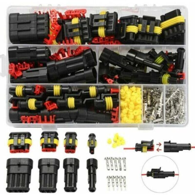 Packung mit 352 wasserdichten elektrischen Steckverbindern für Autos, 1-, 2-, 3- oder 4-polig, Sortiment an Klemmen für Motorräder, Autos, Roller,