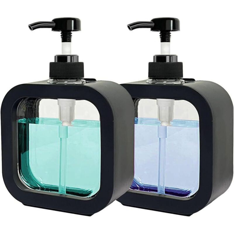 Seife, Shampoo und Duschgel, 500 ml, nachfüllbar mit Duschgel, Shampoo, Seife (Schwarz)