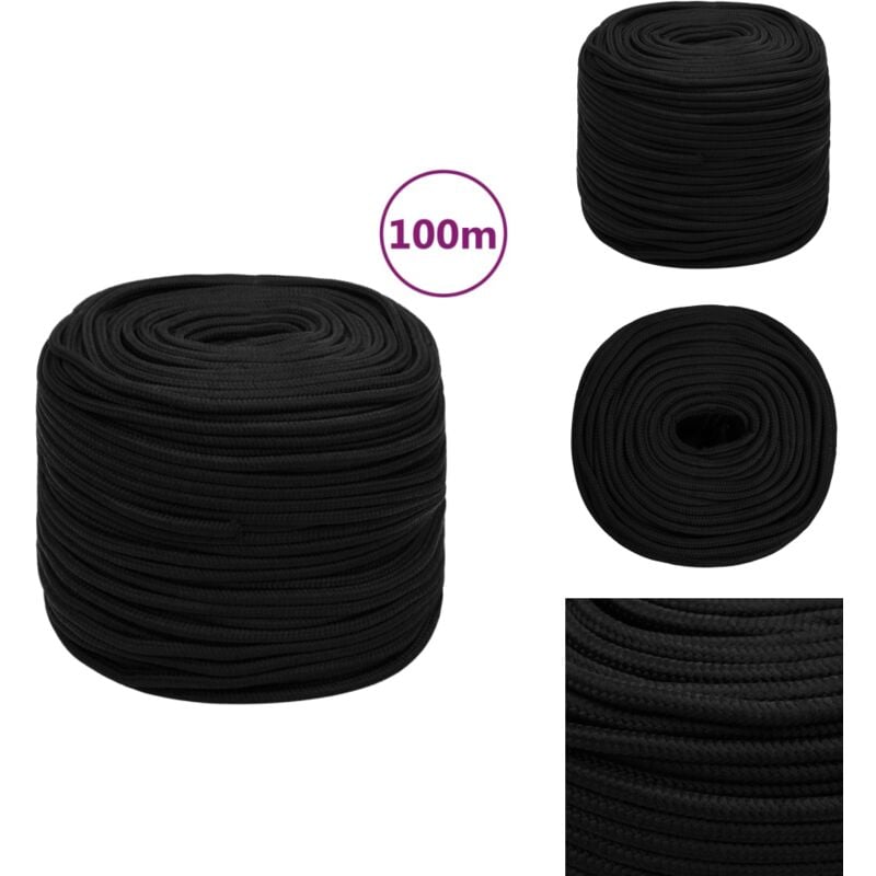 Arbeitsseil Schwarz 10 mm 100 m Polyester - Arbeitseil - Polyester Seil - Schnur - Baumarkt - Gartenseil