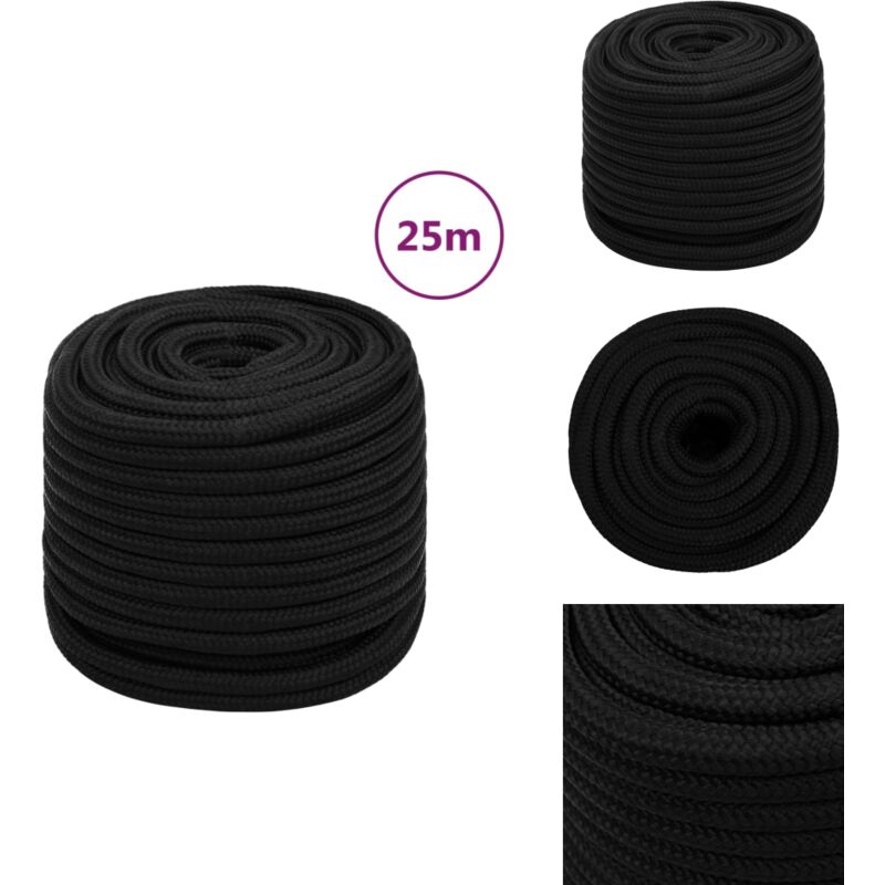 Arbeitsseil Schwarz 16 mm 25 m Polyester - Arbeitseil - Polyester Seil - Schnur - Baumarkt - Gartenseil