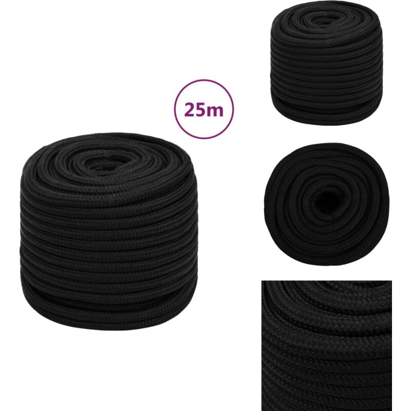 Arbeitsseil Schwarz 18 mm 25 m Polyester - Arbeitseil - Polyester Seil - Schnur - Baumarkt - Gartenseil
