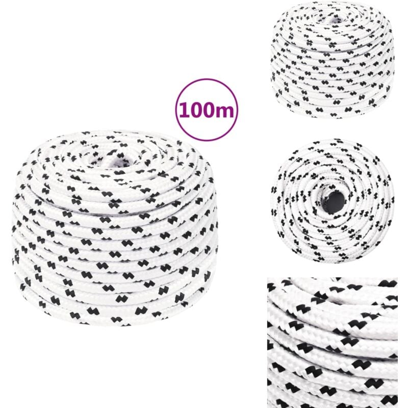 Arbeitsseil Weiß 10 mm 100 m Polyester - Arbeitseil - Polyester Seil - Geflochtenes Seil - Baumarkt Zubehör - Gartenseil