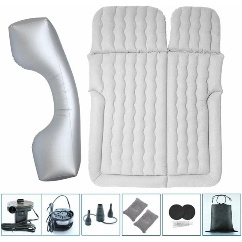 Aufblasbar Luftmatratze Auto Luftbett mit Luftpumpe Reisematratze Campingmatratze Reise Bett Doppelbett Für suv Grau