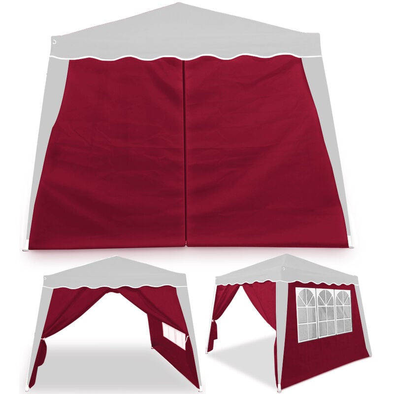 Deuba - 2x Seitenwand Seitenteile Pavillon Faltpavillon 3x3m Capri Partyzelt Gartenzelt Zelt rot