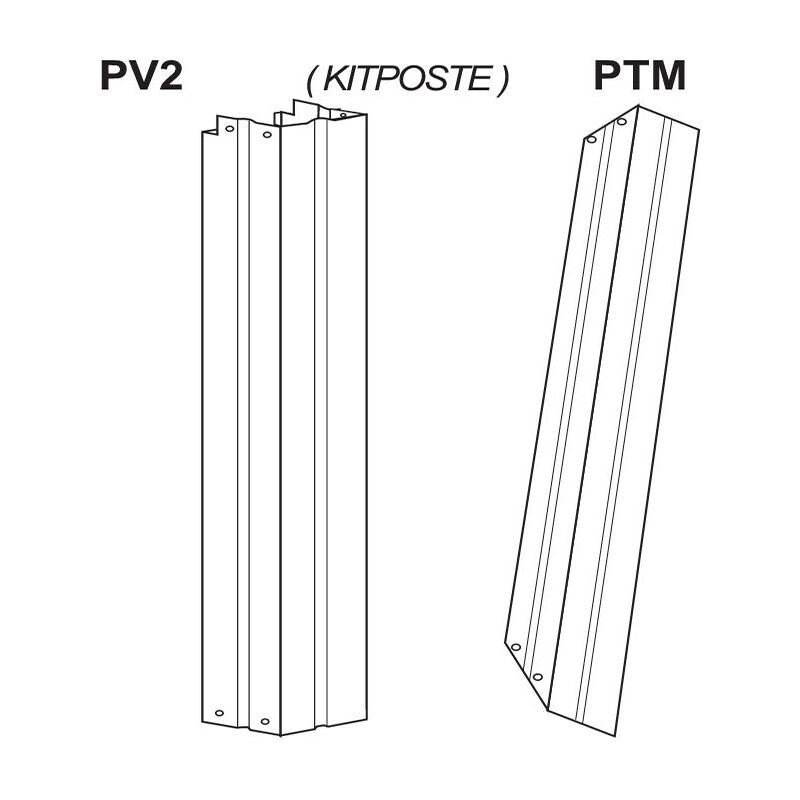 GRE - Seitlicher Pfosten + vertikaler Pfosten für Pools. Ref. KPOSTE1295.