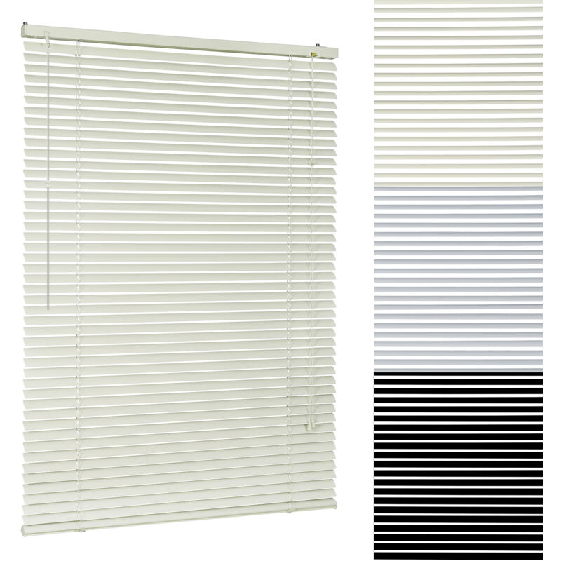 Alu Jalousie ohne Bohren Klemmfix Jalousette freihängend - 25mm Alu-Lamellen, Creme, 75 x 160 cm - Sekey