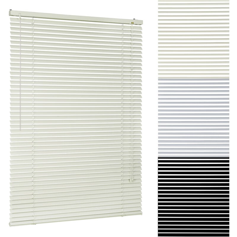 Alu Jalousie ohne Bohren Klemmfix Jalousette freihängend - 25mm Alu-Lamellen, Creme, 160 x 220 cm - Sekey