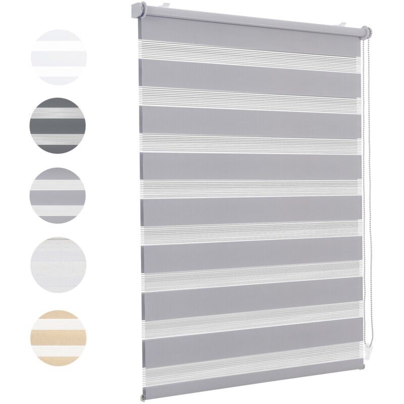 Sekey Doppelrollo 65x130cm Grau Duo Rollo Klemmfix ohne Bohren Zebrarollo Fensterrollo Klemmrollo Seitenzugrollo Rollos Jalousie Faltrollo für