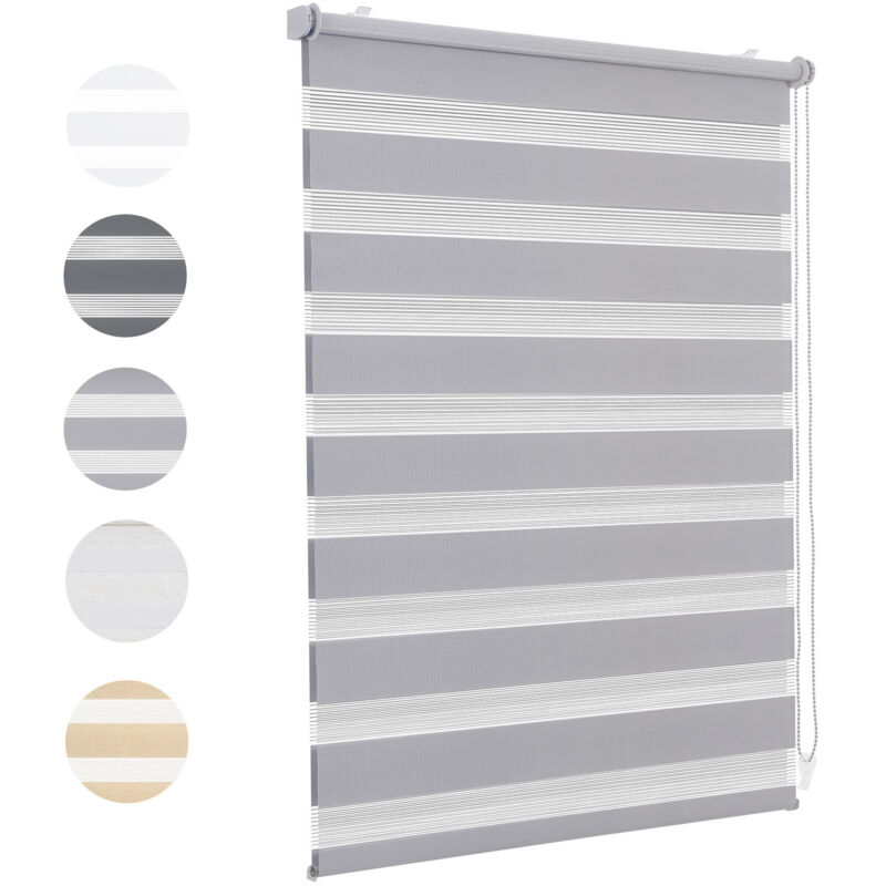 Sekey Doppelrollo 70x120cm Grau Duo Rollo Klemmfix ohne Bohren Zebrarollo Fensterrollo Klemmrollo Seitenzugrollo Rollos Jalousie Faltrollo für