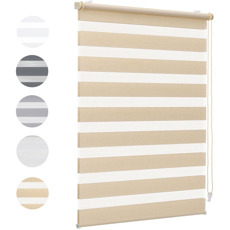 Sekey Doppelrollo 40x130cm Gelb-Leinen Duo Rollo Klemmfix ohne Bohren Zebrarollo Fensterrollo Klemmrollo Seitenzugrollo Rollos Jalousie Faltrollo für