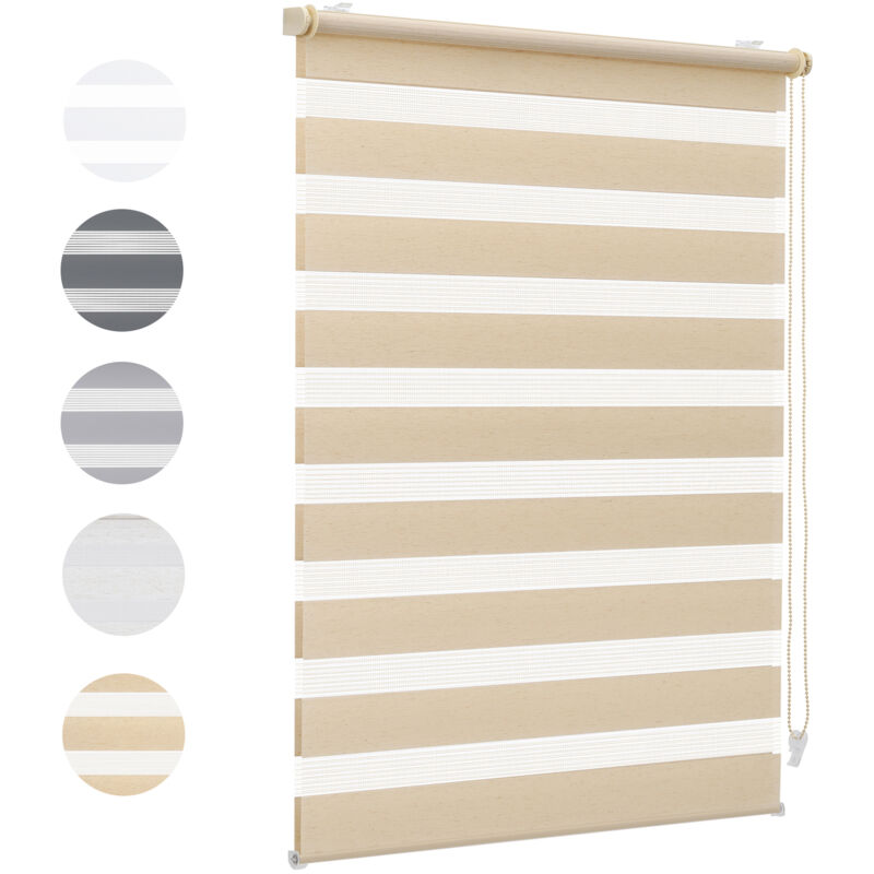 Sekey Doppelrollo 80x210cm Gelb-Leinen Duo Rollo Klemmfix ohne Bohren Zebrarollo Fensterrollo Klemmrollo Seitenzugrollo Rollos Jalousie Faltrollo für