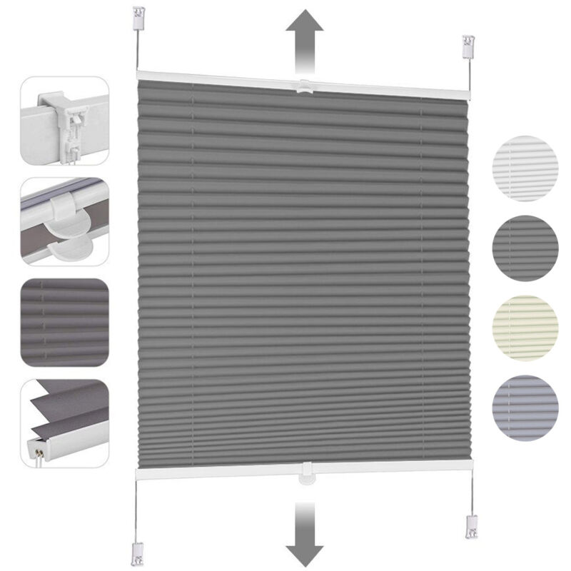 Sekey Plissee ohne Bohren Klemmfix, Faltrollo Jalousie Plissee Rollo, Verspannt Blickdicht Sichtschutz und Sonnenschutz Easyfix Fensterollo für