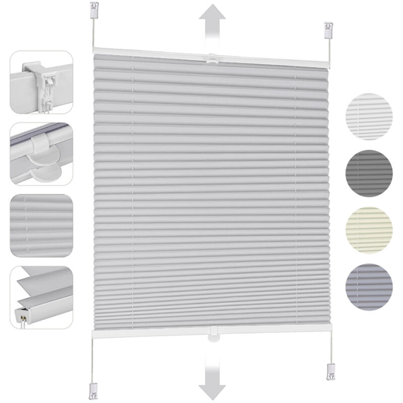 Sekey Plissee ohne Bohren Klemmfix, Faltrollo Jalousie Plissee Rollo, Verspannt Blickdicht Sichtschutz und Sonnenschutz Easyfix Fensterollo für