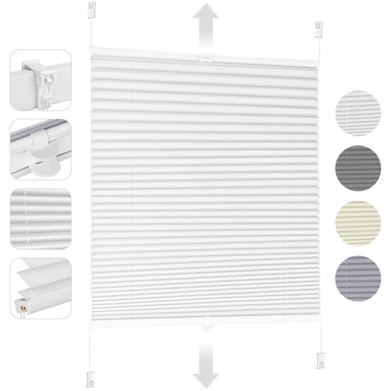 Plissee ohne Bohren Klemmfix, Faltrollo Jalousie Plissee Rollo, Verspannt Blickdicht Sichtschutz und Sonnenschutz Easyfix Fensterollo für Fenster &