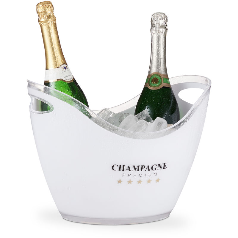 Relaxdays Sektkühler, Champagne Premium, 6l Volumen, Getränke kühlen, Champagnerkühler HxBxT: 25,5 x 34,5 x 26 cm, weiß