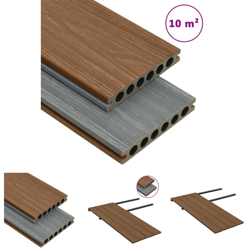 Terrassendielen Set - vidaXL WPC Terrassendielen mit Zubehör Braun und Grau 10 m² 4 m - Terrassendielen Zubehör
