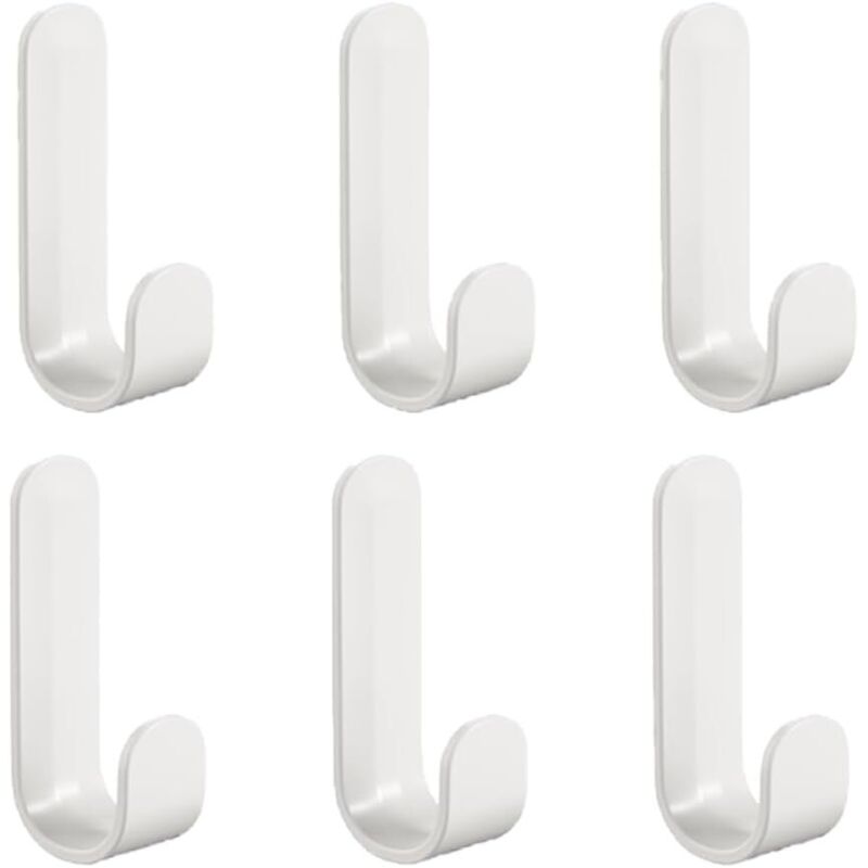 Selbstklebende Haken, 6 Kunststoffhaken, selbstklebende Wandhaken, Handtuchhaken, für Küche, Bad, Wohnzimmer, weiß