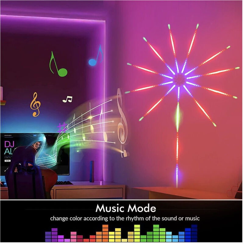 Trade Shop Traesio - Trade Shop - klebbarer led-streifen mit feuerwerk-effekt, smarte steuerung zur zeit der musik -