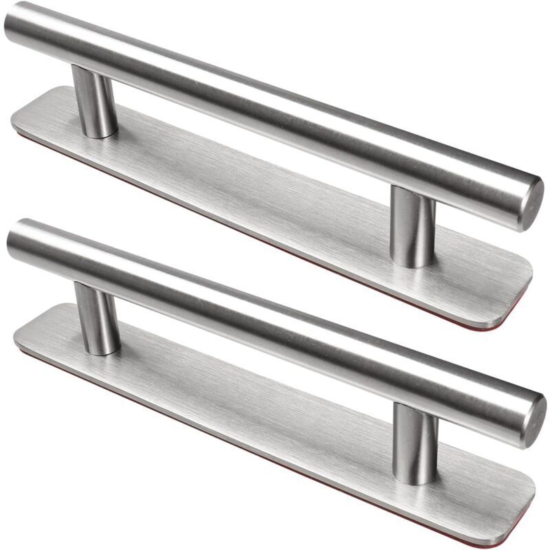 Selbstklebende Möbelgriffe, 2 Stück Türgriffe aus Edelstahl, 150 mm, Griffe für Küchenschränke, Kommodentüren, Kleiderschränke, Silber