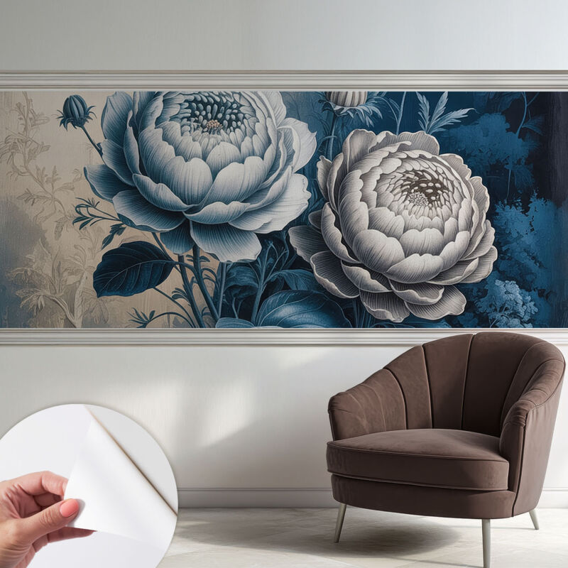 Selbstklebende Tapete modern Wohnzimmer - Wanddeko Schlafzimmer - Tapete mit Motiv Romantische Blumen 250x104 cm
