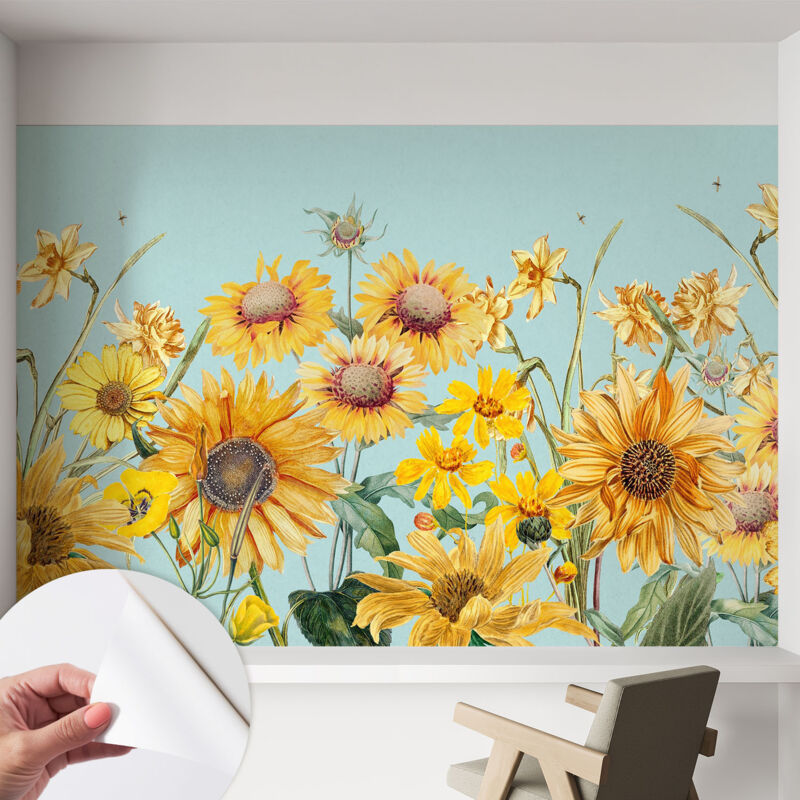 Selbstklebende Tapete modern Wohnzimmer - Wanddeko Schlafzimmer - Tapete mit Motiv Sommergarten 152x104 cm