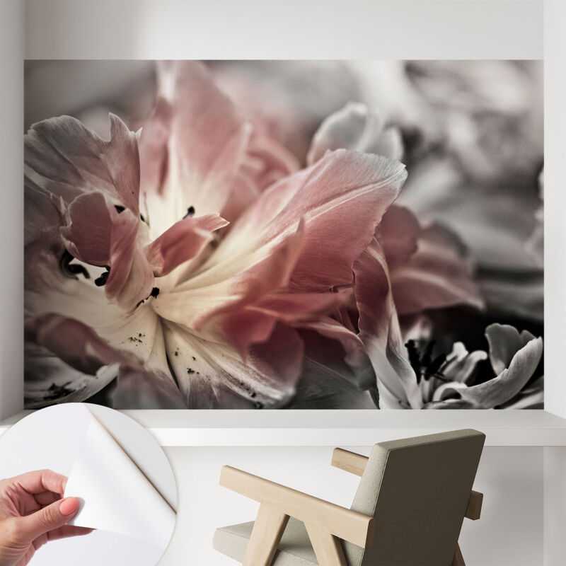 Selbstklebende Tapete - Wanddekoration Wohnzimmer - Tapete Schlafzimmer Pastellfarbene Blume 104x70 cm