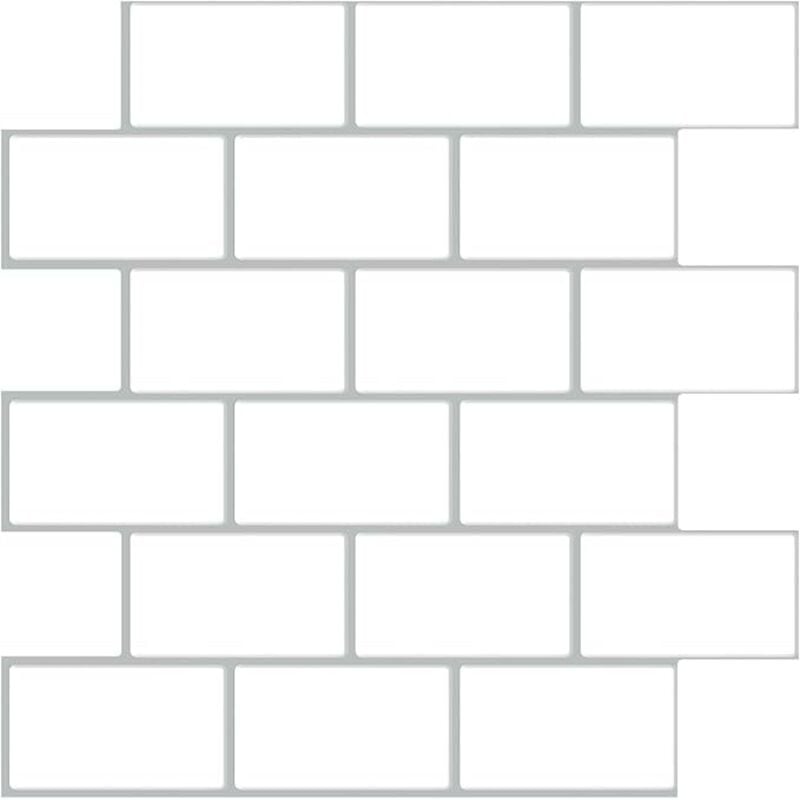 Selbstklebende Wandfliesen, 3D-Wandfliesen, zum Abziehen und Aufkleben, Rückwand, Wandfliesen, U-Bahn-Küchen- und Badezimmerfliesen, 20 x 20 cm, 10