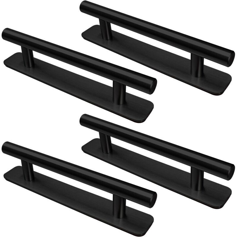 Selbstklebender Möbelgriff, 4 Stück Edelstahl-Türgriffe, 128 mm Griffe für Küchenschränke, Türen, Kommoden, Kleiderschränke, Schwarz
