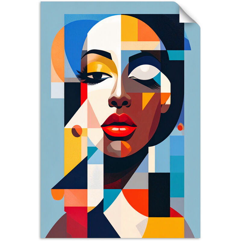Selbstklebendes Poster – Wandsticker Porträt einer Frau im Bauhaus-Stil 20x30 cm