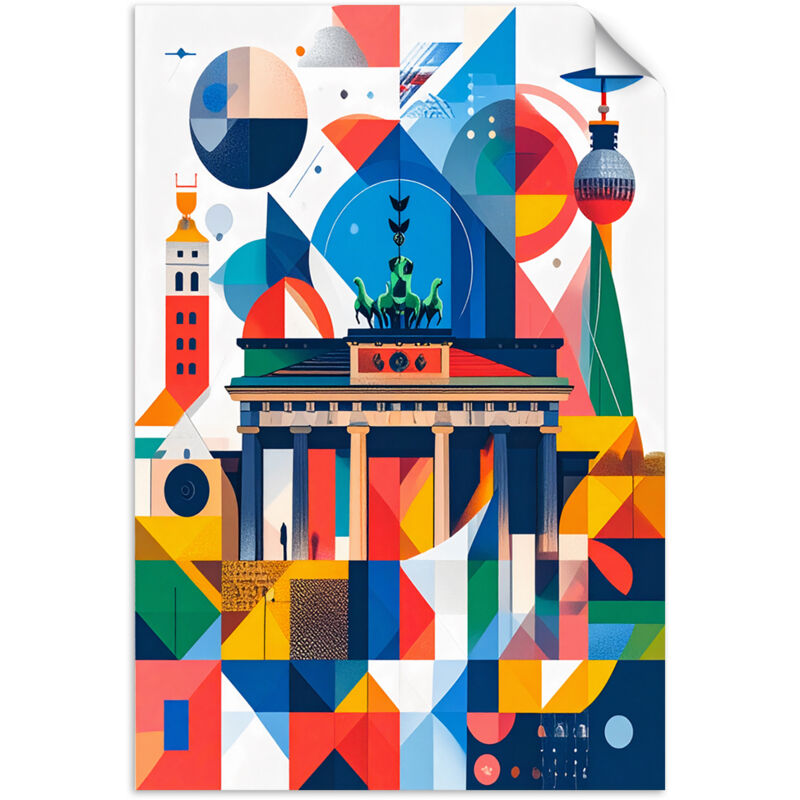 Selbstklebendes Poster – Wandsticker Berlin Tor Abstraktion im Bauhaus-Stil 20x30 cm