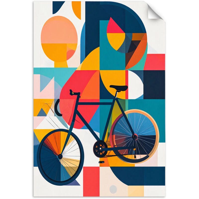 Selbstklebendes Poster – Wandsticker Abstraktion Fahrrad inspiriert vom Bauhaus 20x30 cm