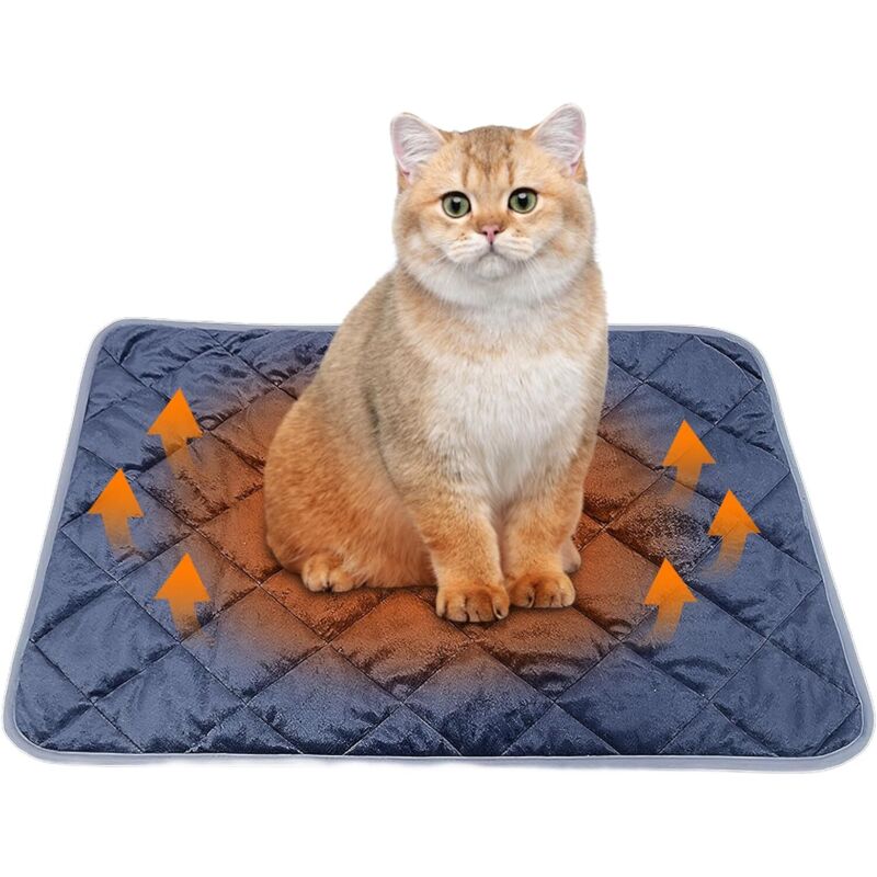 Selbstwärmende Decke für Katzen und Hunde – Heizdecke – 60 x 45 cm – Heizdecke für Katzen – Waschbare Thermodecke (Blau)