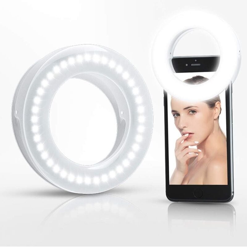 Selfie-Ringlicht, 3 Helligkeitsstufen und 40 LEDs, USB-aufladbar, verstellbare Smartphone-Halterung, Live-Streaming, Weihnachtsgeschenk