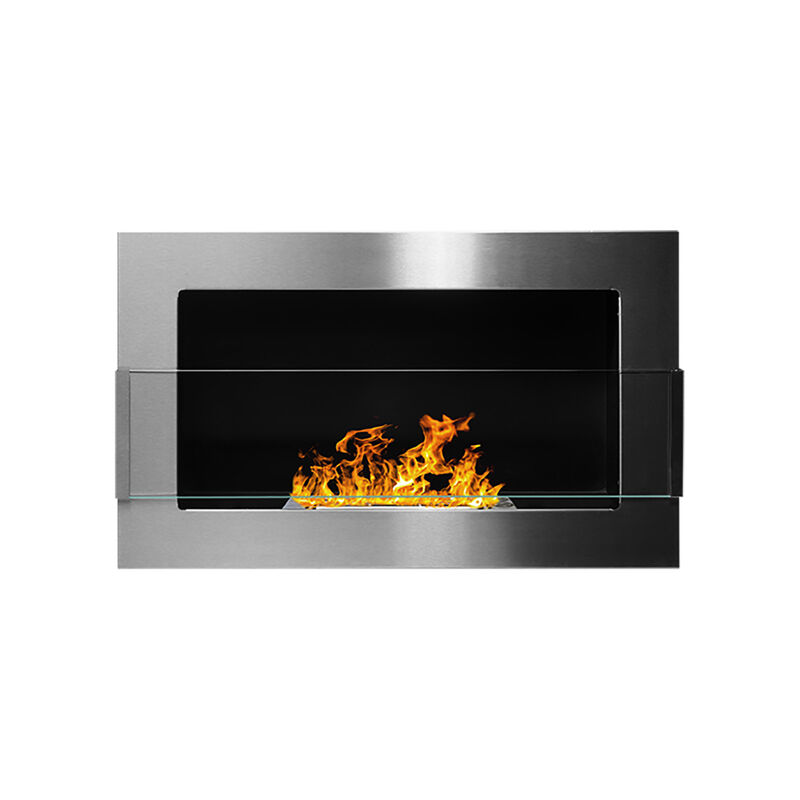 Selsey ASTRALIS - Wandkamin / Bioethanol-Kamin mit Sicherheitsglas, rechteckig, 65 x 40 cm (Inox)