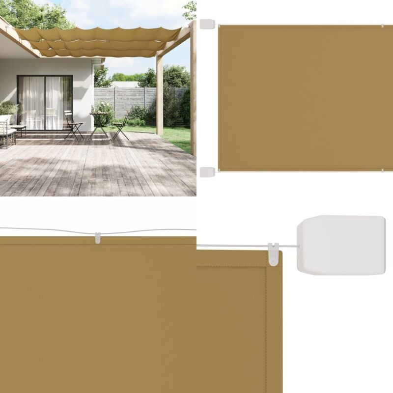 Senkrechtmarkise Beige 100x800 cm Oxford-Gewebe - Balkon Markise - Sonnensegel - Sichtschutz - Outdoor Dekoration - Wasserfeste Markise - Home &