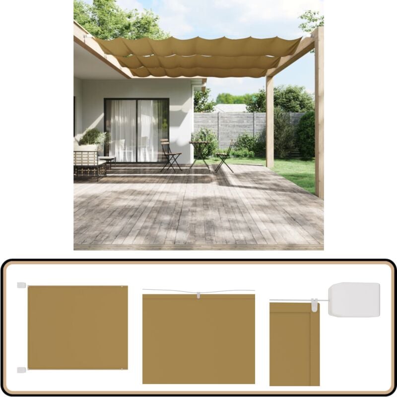 Senkrechtmarkise Beige 140x1000 cm Oxford-Gewebe - Balkon Markise - Sonnenschutz - Sichtschutz - Oxford Gewebe - Wasserfeste Markise
