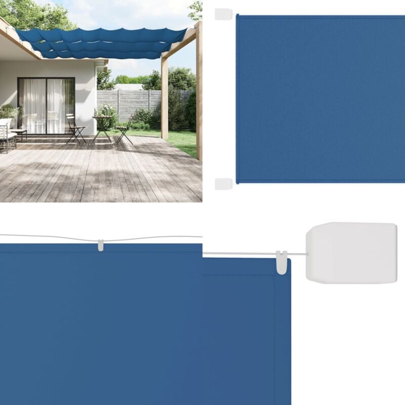 Senkrechtmarkise Blau 100x420 cm Oxford-Gewebe - Balkon Markise - Sonnenschutz - Sichtschutz - Oxford Gewebe - Wasserfeste Markise - Home & Living