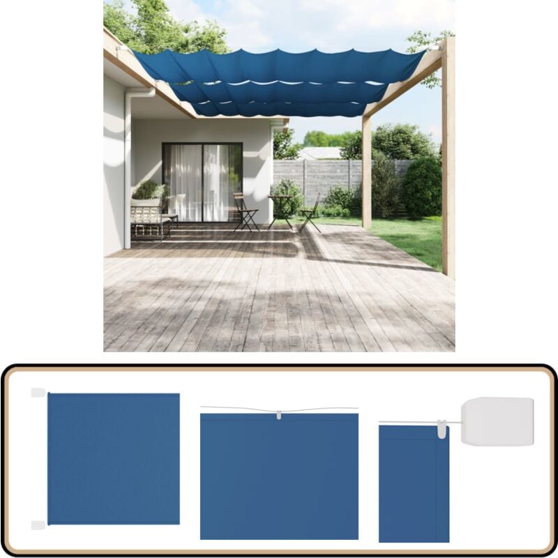 Senkrechtmarkise Blau 200x420 cm Oxford-Gewebe - Balkon Markise - Sonnenschutz - Sichtschutz - Oxford Gewebe - Wasserfeste Markise