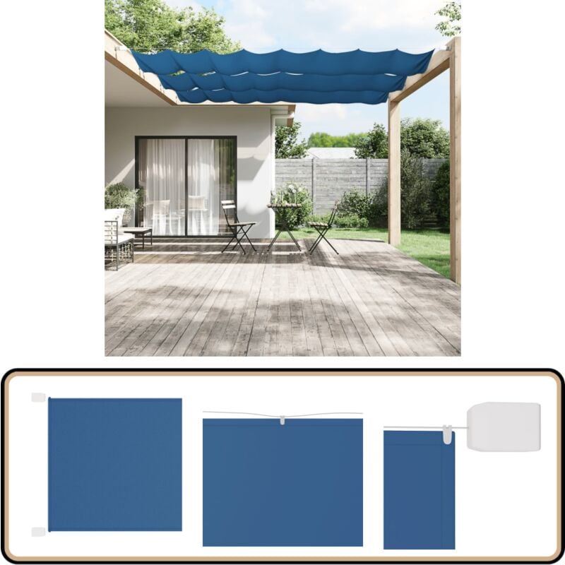 Senkrechtmarkise Blau 60x360 cm Oxford-Gewebe - Balkon Markise - Sonnenschutz - Privacy Screen - Außenmarkise - Senkrechte Markise